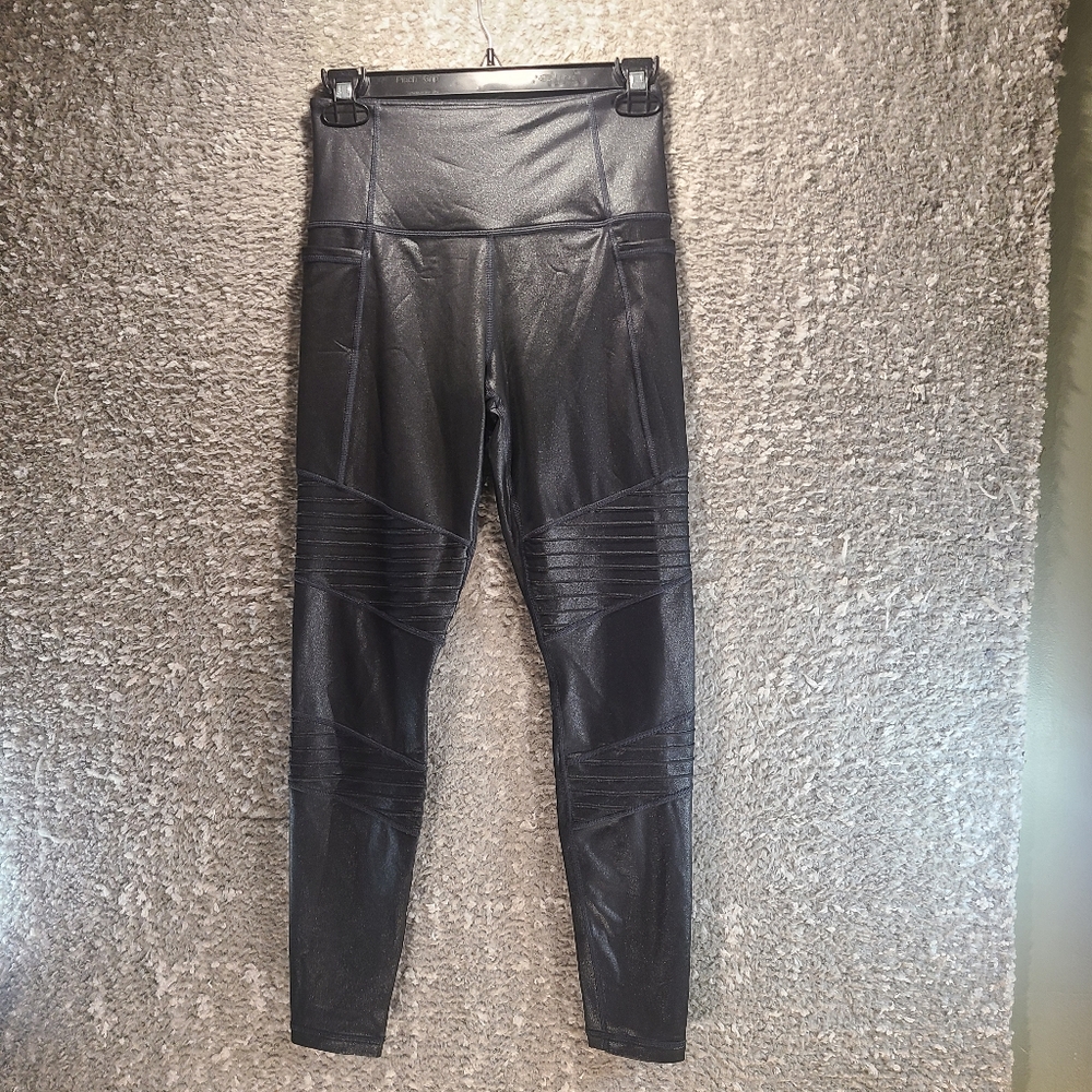Athleta Inclination Moto Shimmer Tight Leggings‎ Size XS Polyester Lycra
